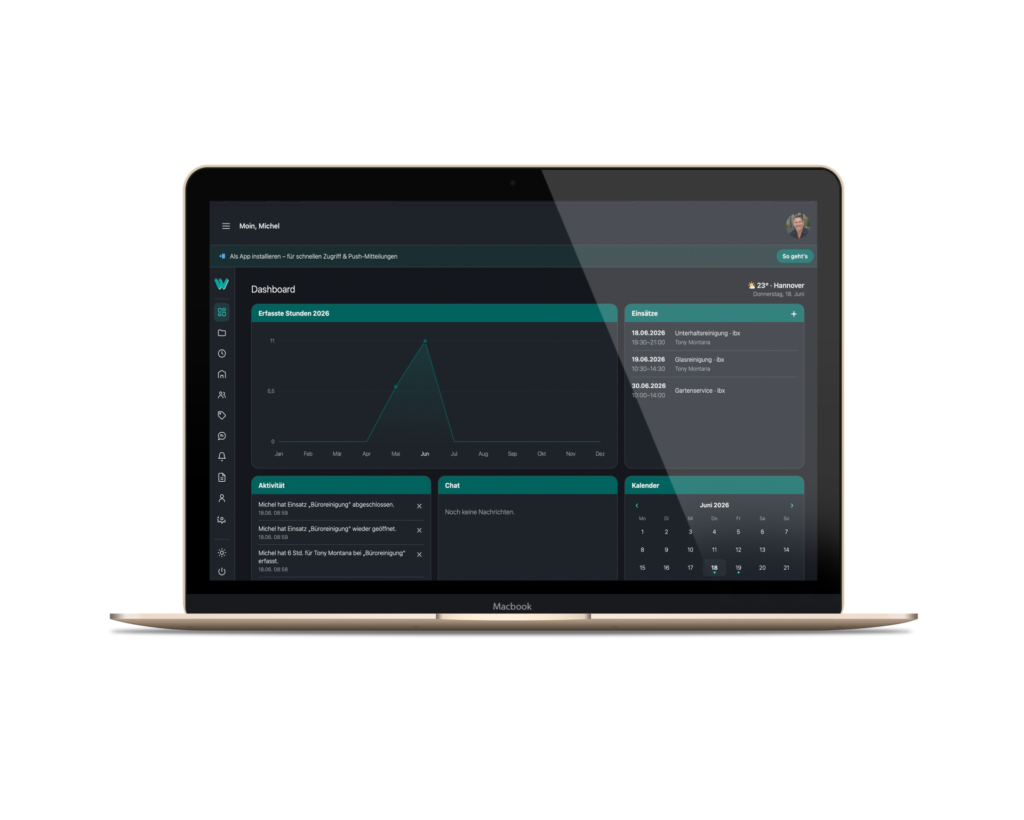 Demo Systeme für Gebäudereinigung: Demo Gebäudereinigung Dashboard