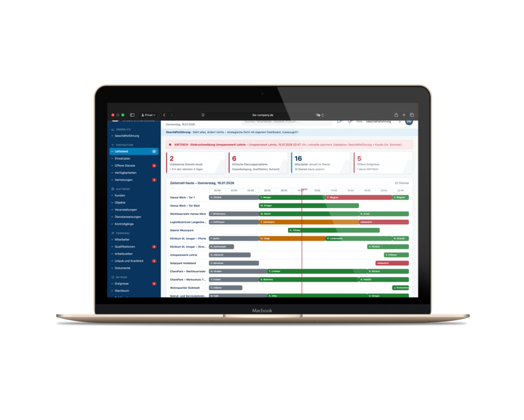 Demo system for security services: Security dashboard demo
