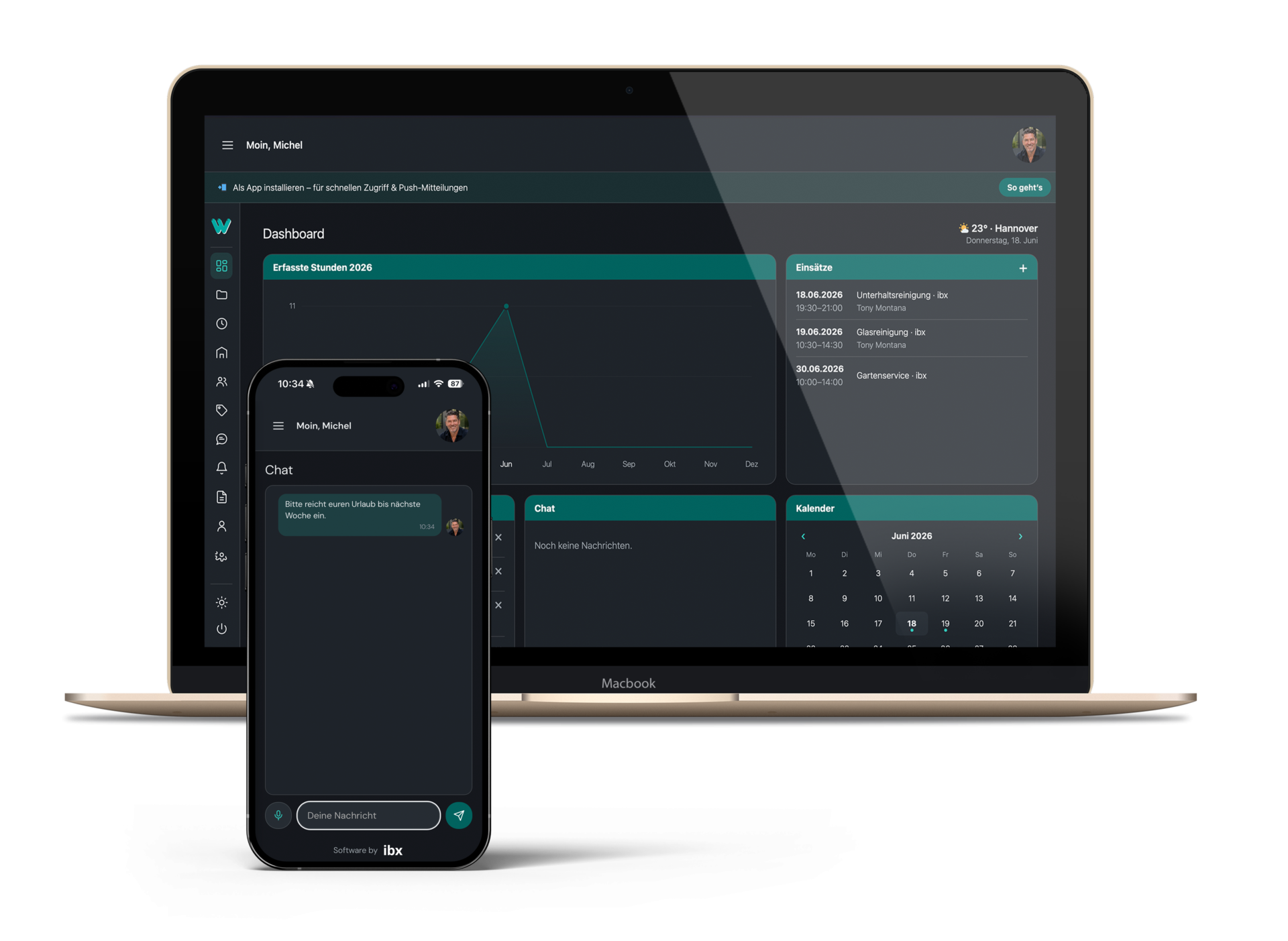 Die Wieland-Plattform auf MacBook und Smartphone