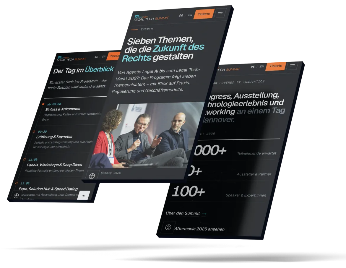 Schedule, topics and key figures of the German Legal Tech Summit on a phone